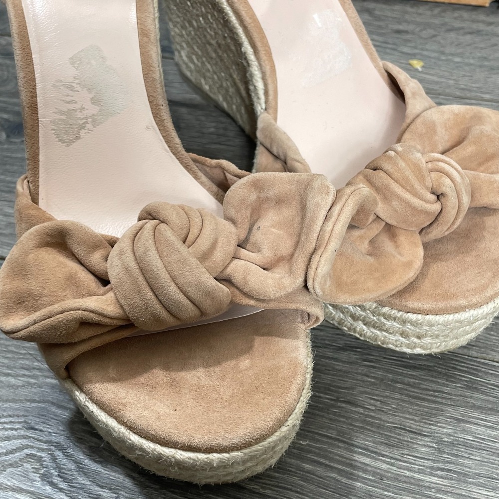 Kate Spade Sandals Womens 8 B Pink Leather Strap Espadrille Wedge Platform New - Picture 7 of 12
